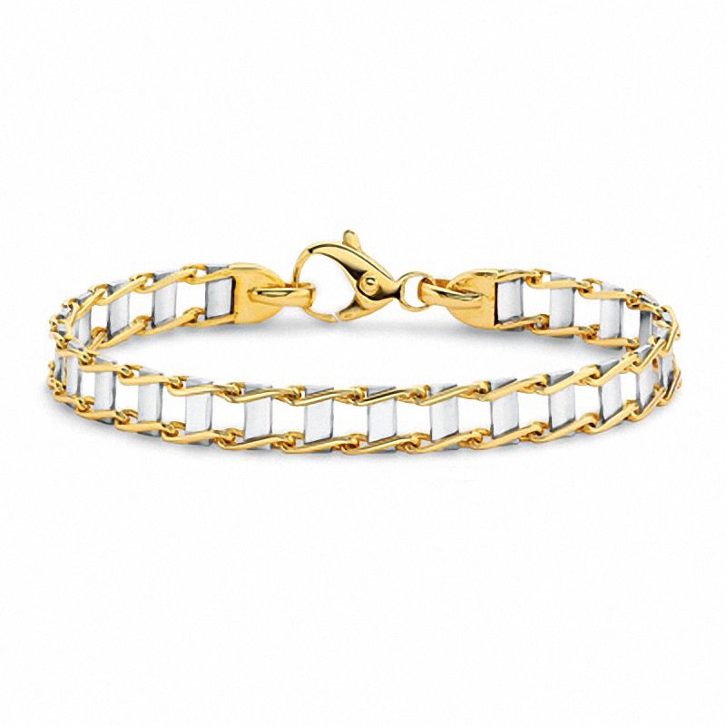 Small Railroad Bracelet in 14K Two-Tone Gold - 8.0"