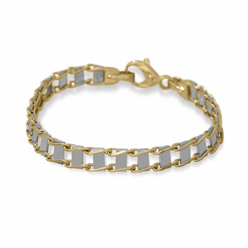 Small Railroad Bracelet in 14K Two-Tone Gold - 8.0"