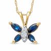 Thumbnail Image 0 of Sapphire Butterfly Pendant in 14K Gold with Diamond Accents