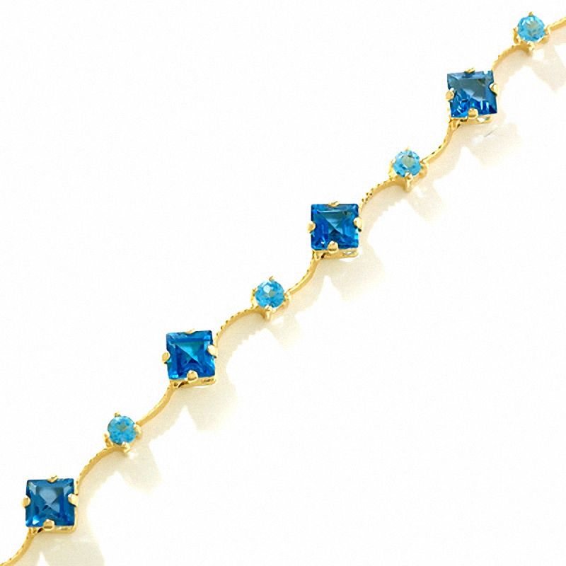 Main Image 1 of London and Sky Blue Topaz Bracelet in 14K Gold