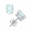 Thumbnail Image 1 of Oval Aquamarine Stud Earrings in 14K White Gold