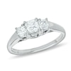 Thumbnail Image 0 of 1 CT. T.W. Certified Princess-Cut Diamond Three Stone Ring in Platinum