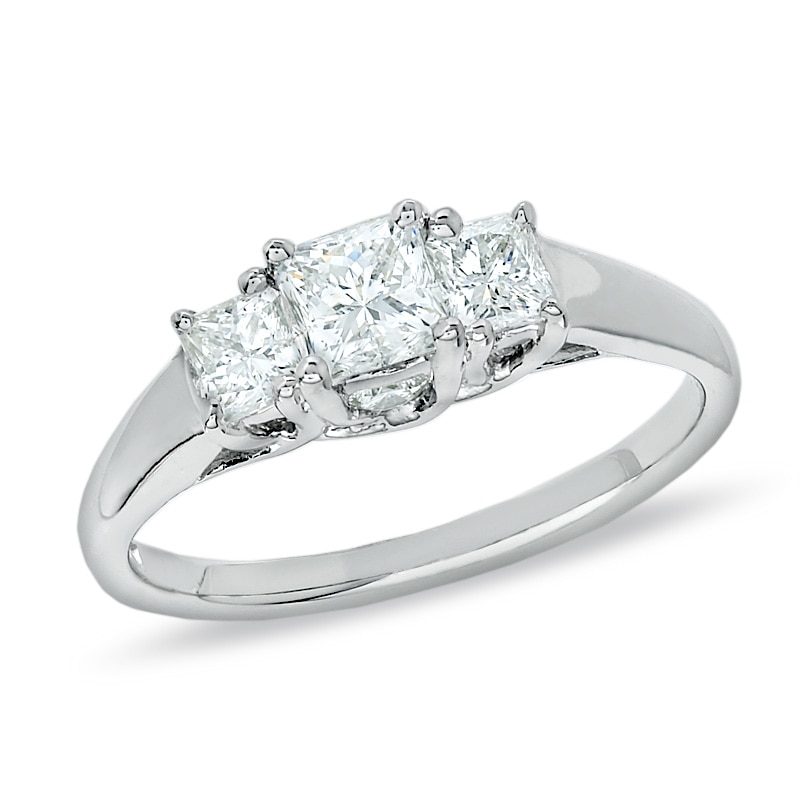 1 CT. T.W. Certified Princess-Cut Diamond Three Stone Ring in Platinum