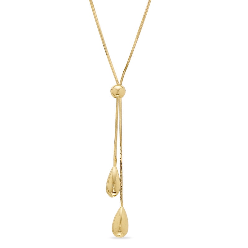 Diamond-Cut Polished Snake Lariat Necklace in 14K Gold - 17"