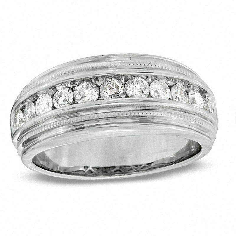 Main Image 1 of 1 CT. T.W. Diamond Milgrain Band in 14K White Gold
