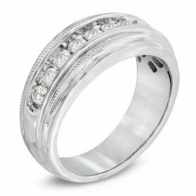 Main Image 2 of 1 CT. T.W. Diamond Milgrain Band in 14K White Gold