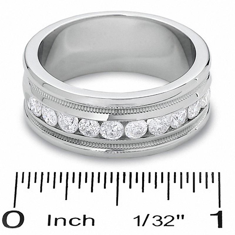 Main Image 3 of 1 CT. T.W. Diamond Milgrain Band in 14K White Gold