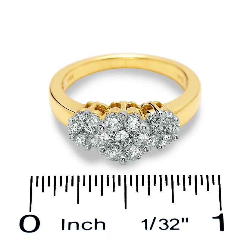 1 CTW. Invisible-Set Diamond Flower Ring in 14K Gold