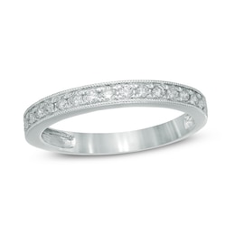 1/4 CT. T.W. Diamond Vintage-Style Milgrain Band in 14K White Gold