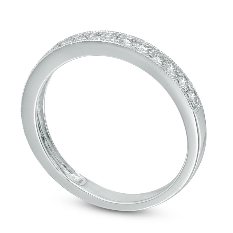 Main Image 2 of 1/4 CT. T.W. Diamond Vintage-Style Milgrain Band in 14K White Gold