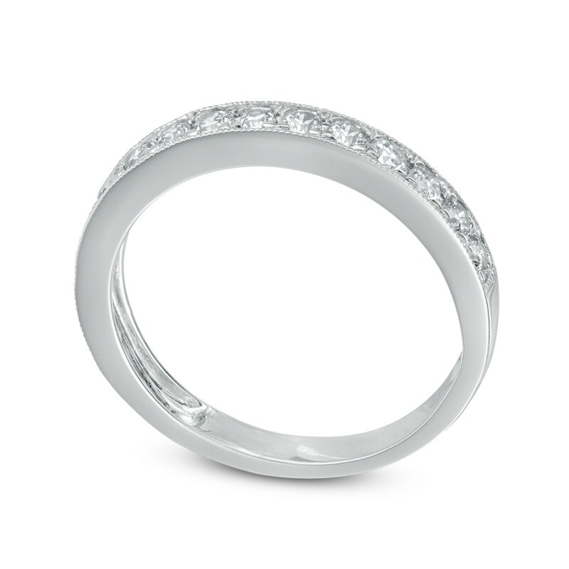 1/2 CT. T.W. Diamond Vintage-Style Milgrain Band in 14K White Gold