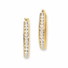 Thumbnail Image 1 of 1/4 CT. T.W. Channel-Set Diamond Oval Hoop Earrings in 14K Gold
