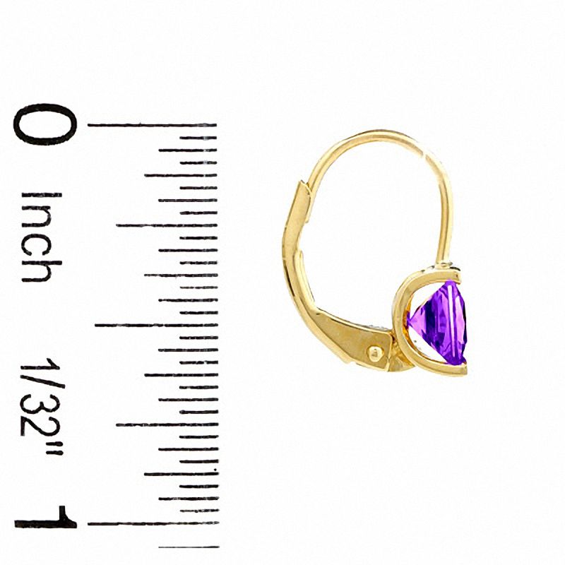 Main Image 3 of 5.0mm Princess-Cut Amethyst Leverback Earrings in 14K Gold