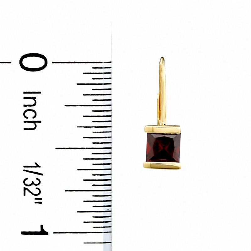 Main Image 2 of Princess Cut Garnet Leverback Earrings in 14K Gold