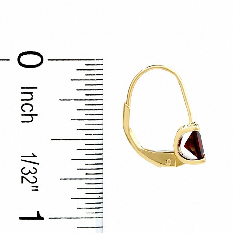 Main Image 3 of Princess Cut Garnet Leverback Earrings in 14K Gold