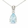 Thumbnail Image 1 of Pear-Shaped Aquamarine Pendant in 14K White Gold with Diamond Accents