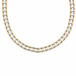 Men's 7.65mm Railroad Necklace in 14K Two-Tone Gold - 22.0&quot;