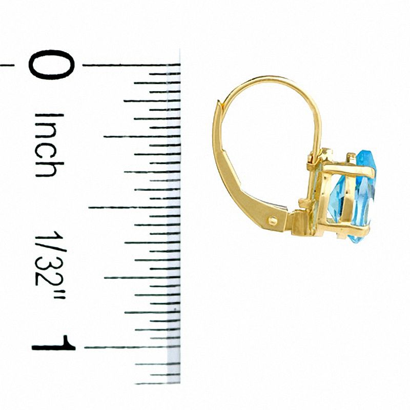 Main Image 2 of Pear Shape Blue Topaz Leverback Earrings in 14K Gold