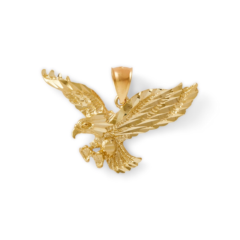 Brand New 14K Yellow Gold Polish Eagle Symbols in Circle Charm Pendant