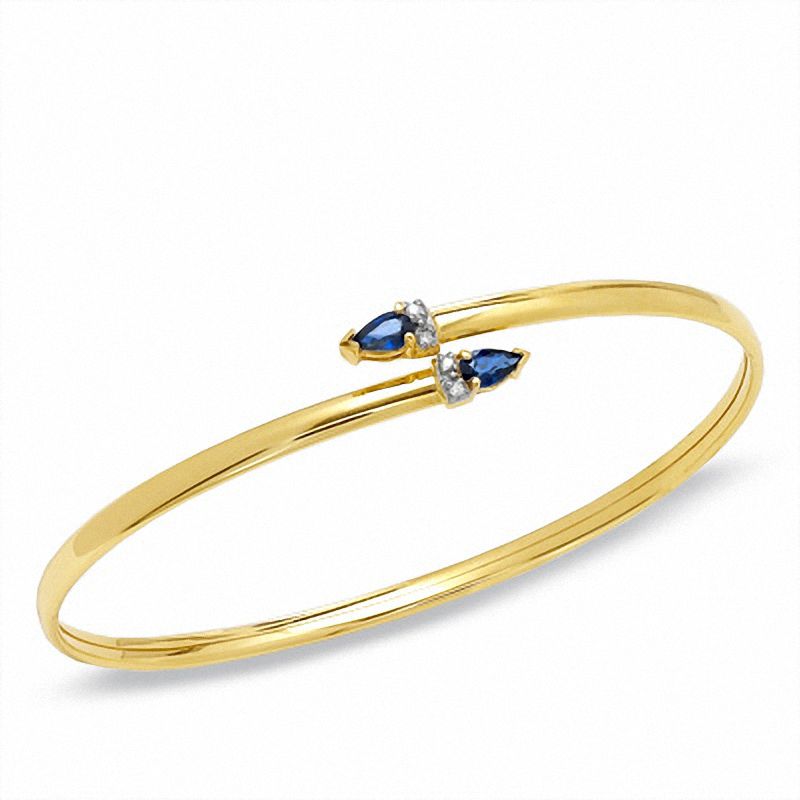 Main Image 1 of Sapphire Bangle in 14K Gold with Diamond Accents