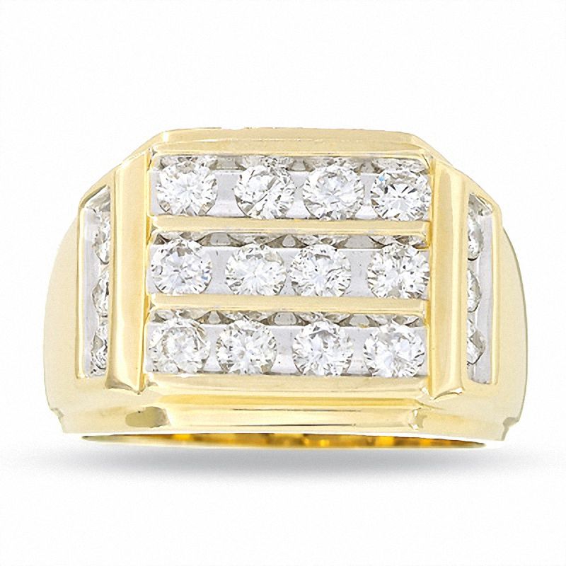 Main Image 1 of 1-1/2 CT. T.W. Three Row Diamond Ring in 14K Gold
