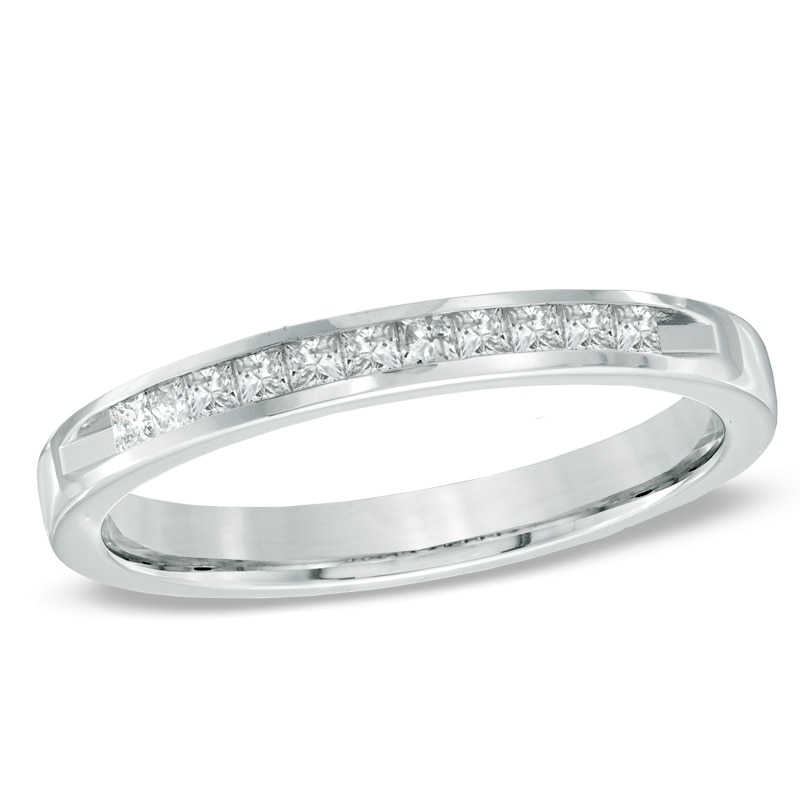 Main Image 1 of 1/4 CT. T.W. Princess-Cut Diamond Wedding Band in 14K White Gold