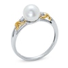 Thumbnail Image 1 of 6.5-7.0mm Cultured Freshwater Pearl "X" Ring with Diamond Accents in 14K Two-Tone Gold