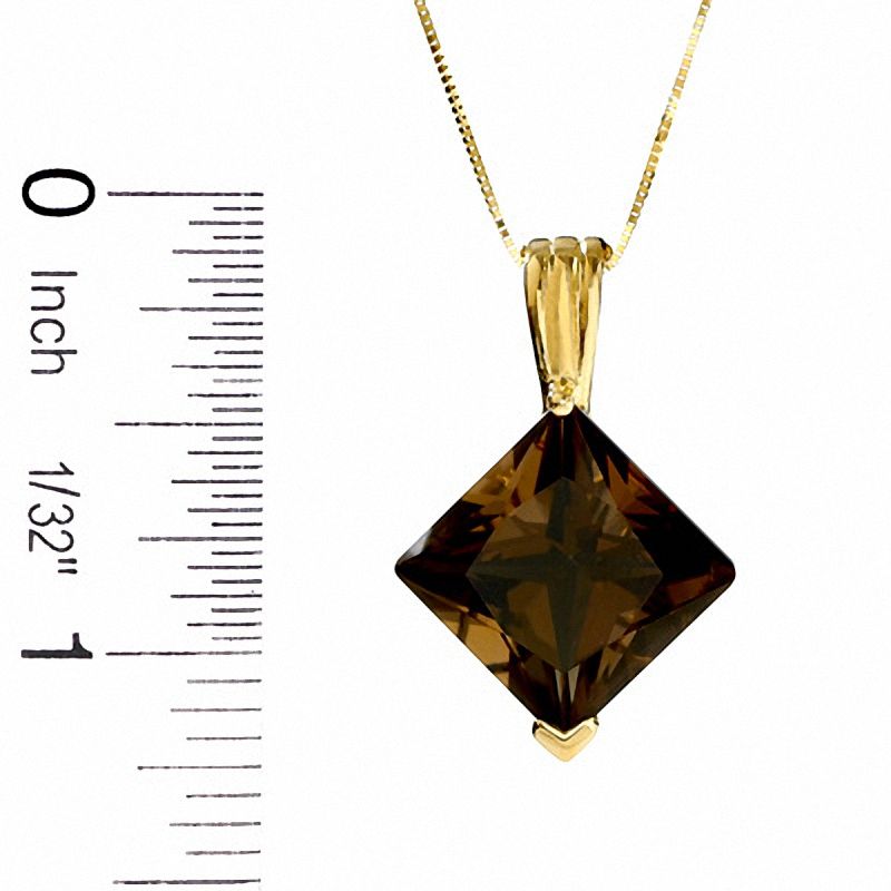 Main Image 2 of Square Smoky Quartz Pendant in 14K Gold