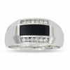 Thumbnail Image 1 of Men's Barrel-Cut Onyx and Diamond Ring in 14K White Gold