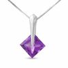 Thumbnail Image 1 of 8.0mm Square Amethyst Pendant in 14K White Gold