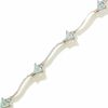 Thumbnail Image 1 of Trillion-Cut Aquamarine Bracelet in 14K White Gold with Diamond Accents - 7.0"