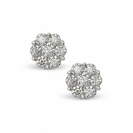 Clearance Earrings Zales Outlet T W Diamond Flower Earrings In 14k White Gold