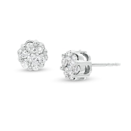 1/2 CT. T.W. Diamond Flower Earrings in 14K White Gold