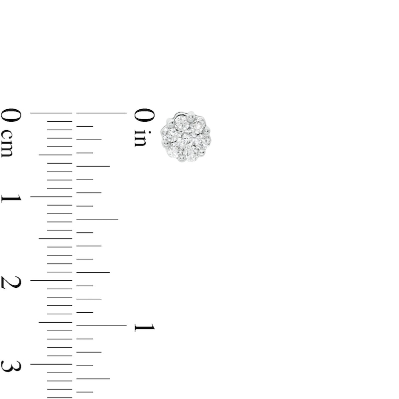 Main Image 2 of 1/2 CT. T.W. Diamond Flower Earrings in 14K White Gold