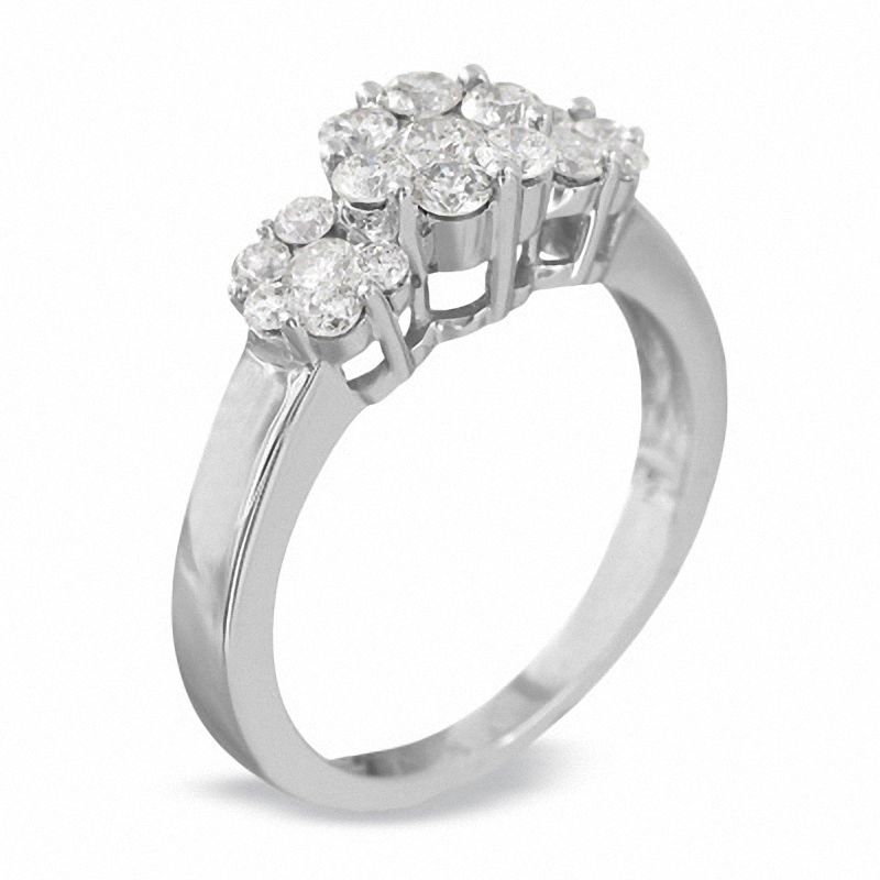 1 CT. T.W. Multi-Diamond Flower Ring in 14K White Gold