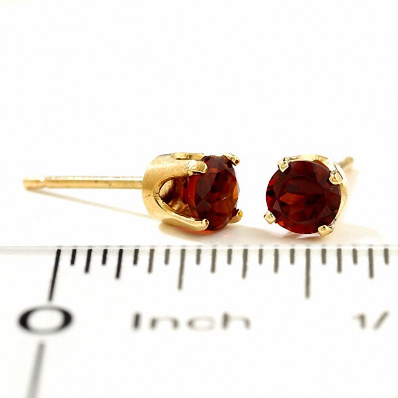 4.0mm Garnet Stud Earrings in 14K Gold