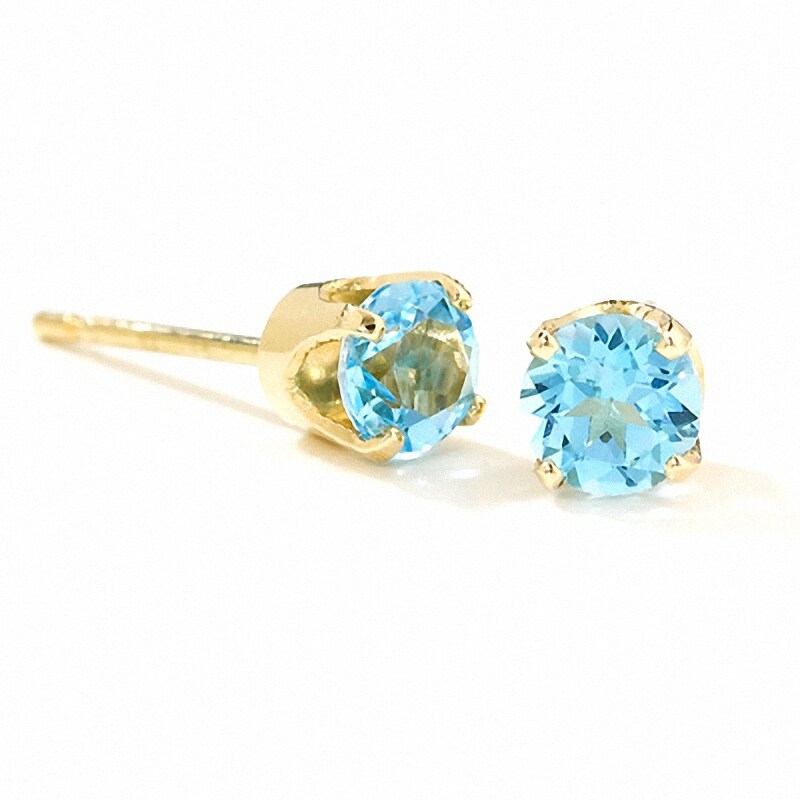 Main Image 1 of Blue Topaz Stud Earrings in 14K Gold