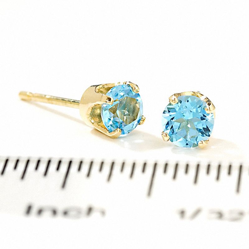 Main Image 2 of Blue Topaz Stud Earrings in 14K Gold