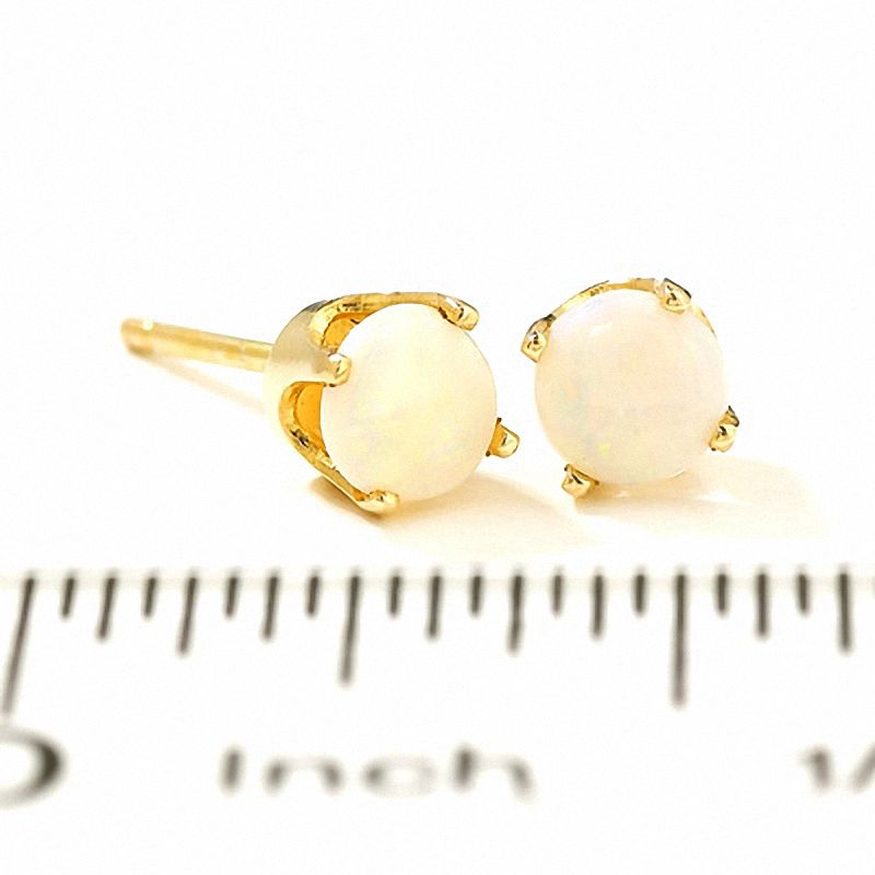 Main Image 2 of 4.0mm Opal Stud Earrings in 14K Gold