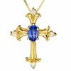 Thumbnail Image 0 of Tanzanite Cross Pendant in 14K Gold with Diamond Accents