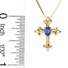 Thumbnail Image 1 of Tanzanite Cross Pendant in 14K Gold with Diamond Accents