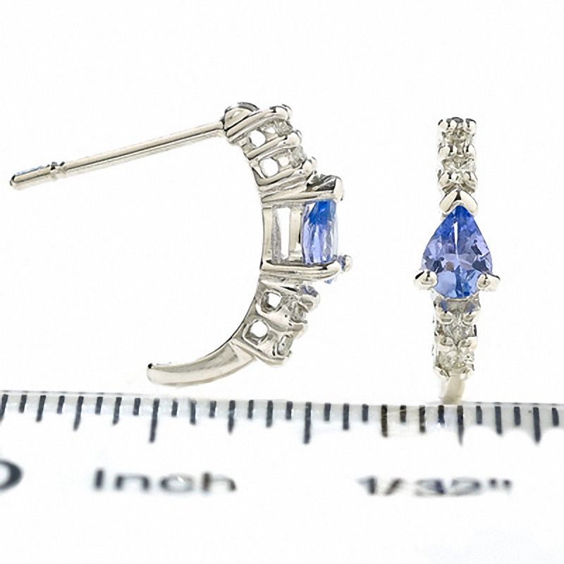 Pear Shaped Tanzanite and Diamond Accent Pendant and Earring Set in 14K White Gold