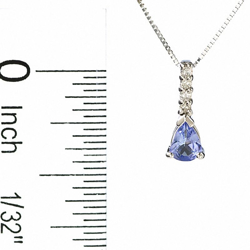 Main Image 4 of Pear Shaped Tanzanite and Diamond Accent Pendant and Earring Set in 14K White Gold