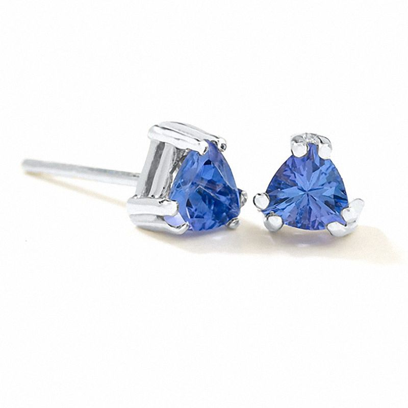 Main Image 1 of 4.0mm Trillion-Cut Tanzanite Stud Earrings in 14K White Gold
