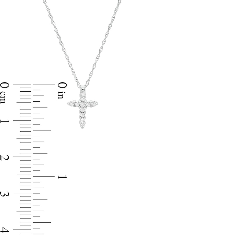 Main Image 2 of 1/10 CT. T.W. Diamond Cross Pendant in 14K White Gold
