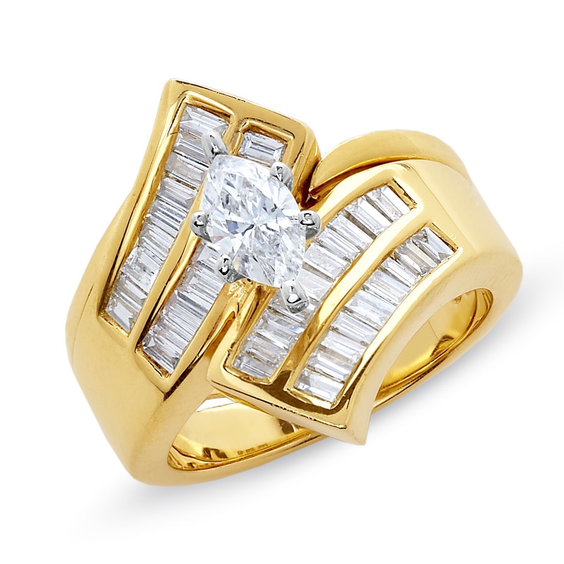 Main Image 1 of 1-1/2 CT. T.W. Marquise Diamond Bypass Ring in 14K Gold