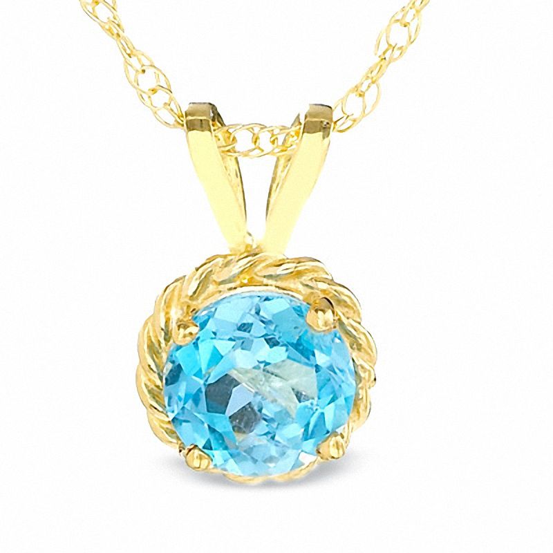 Main Image 1 of 5.0mm Blue Topaz Pendant in 14K Gold
