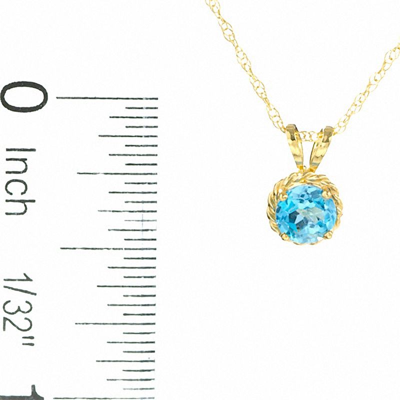 Main Image 2 of 5.0mm Blue Topaz Pendant in 14K Gold