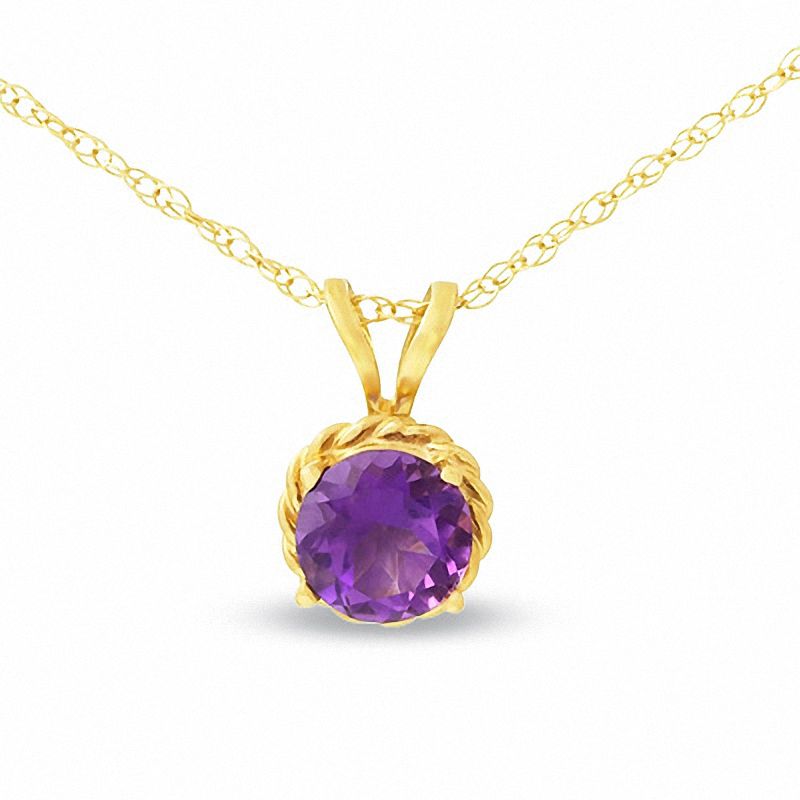 5.0mm Amethyst Pendant in 14K Gold