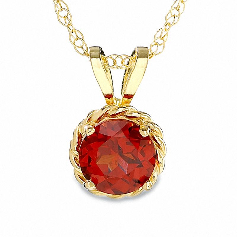 Main Image 1 of 5.0mm Garnet Pendant in 14K Gold